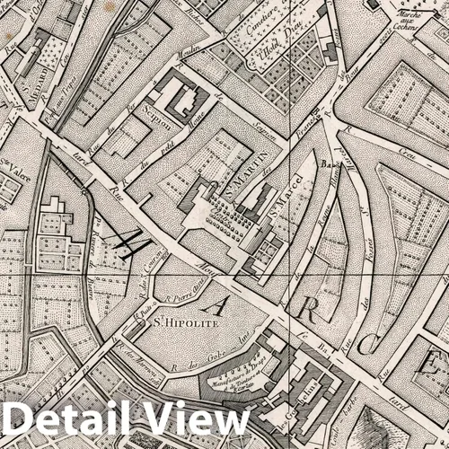 Vista 2 de Mapa histórico: París, Francia, 29. París: Santa Hipolita; Faubourg St. Marcel, 1766 City Atlas, arte de pared vintage: 24 x 16 pulgadas
