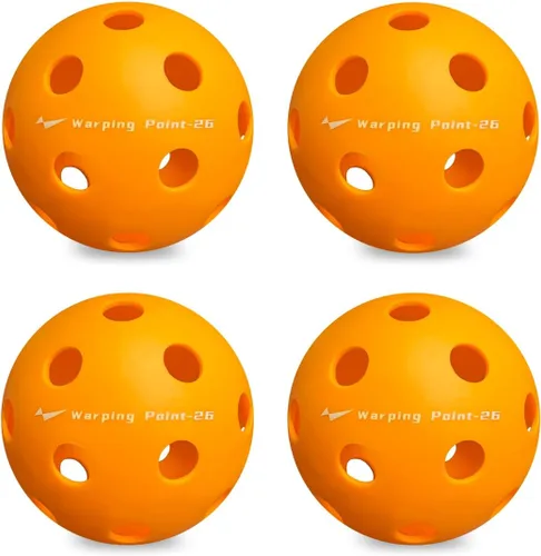 Vista 12 de Pelotas de Pickleball Warping Point 26 Agujeros, 40 Agujeros Paquete de 4, Paquete de 12 Cumplen con las Especificaciones USAPA Bola