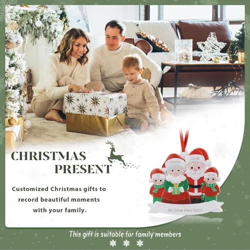 Vista 3 de Adornos de Navidad personalizados 2023, adorno familiar con nombre de familia, decoraciones de Navidad para colgar adornos para árbol de Navidad