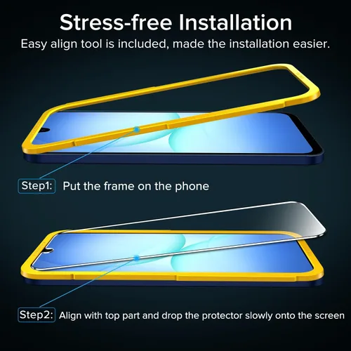 Vista 5 de ivoler - Protector de pantalla para Samsung Galaxy A17 5G/Galaxy A16 5G, película de vidrio templado, marco de alineación, fácil instalación