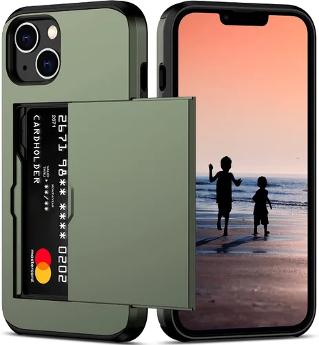 Vista 11 de Nvollnoe Funda para iPhone 14 con tarjetero [almacena 5 tarjetas] Funda tipo cartera de doble capa resistente a prueba de golpes con ranura oculta