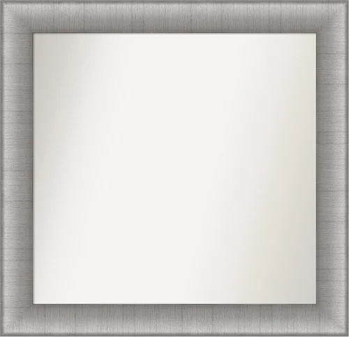 Vista 412 de Amanti Art Espejo de baño plateado para sobre el fregadero, 28 x 37 pulgadas, elegante espejo rectangular de peltre cepillado, marco de madera