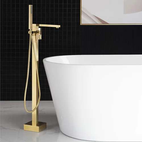 Vista 11 de WOODBRIDGE F0008BG - Grifo de llenado de bañera independiente de una sola manija contemporánea con ducha de mano en acabado dorado cepillado