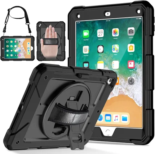 Vista 11 de LTROP Funda Protectora para iPad de 6ª/5ª Generación y iPad Air 2, Funda para iPad de 9.7 Pulgadas con Correa para el Hombro, Soporte