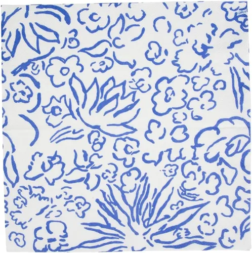 Vista 8 de Caspari Servilletas de cóctel de papel Matisse en color azul, 20 por paquete
