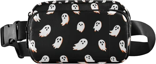 Vista 9 de Riñonera con patrón de lunares rojos y blancos para mujeres y hombres, cangurera pequeña, bolsa cruzada para exteriores, senderismo, correr, viajes