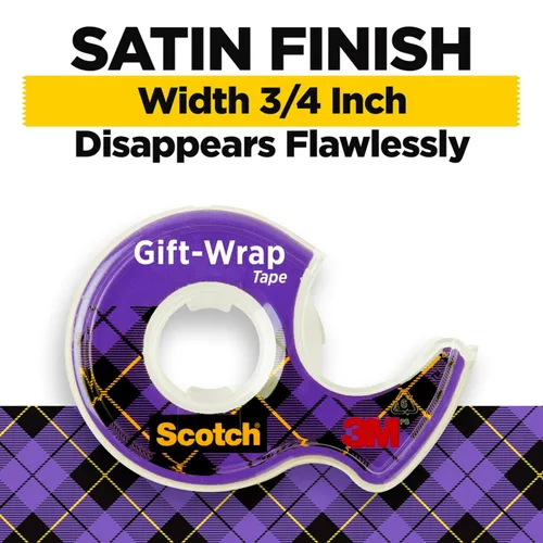 Vista 2 de Scotch Cinta para envolver regalo, invisible, 3/4 pulg. x 600 in., 2 rollos de cinta con dispensadores
