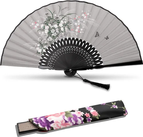 Vista 13 de Ventilador de mano plegable para mujer, ventilador de mano, marrón