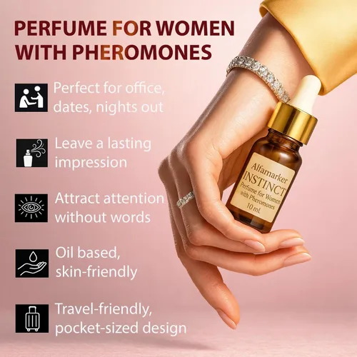 Vista 6 de Perfumes de feromonas para mujer Instinct 0.3 fl oz. Fragancia de larga duración con infusión de feromonas ultraconcentrada para ella. Perfume