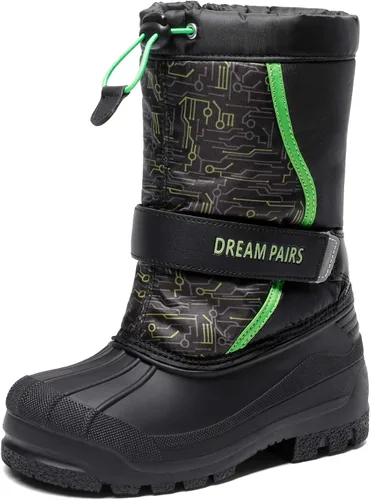 Vista 12 de DREAM PAIRS - Botas de nieve para invierno, resistentes al agua, a media pantorrilla, para niños y niñas pequeños y grandes Negro