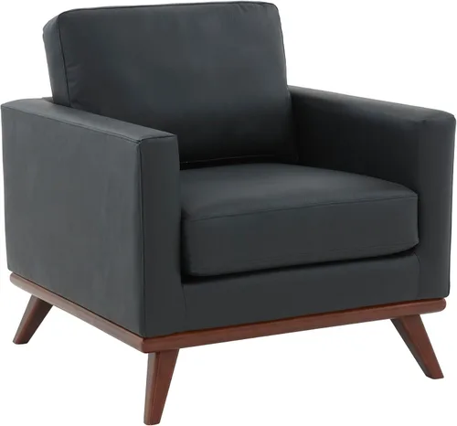 Vista 13 de LeisureMod Silla con brazo decorativo de cuero y malla, moderna con patas de madera de abedul para sala de estar, dormitorio u oficina, colección