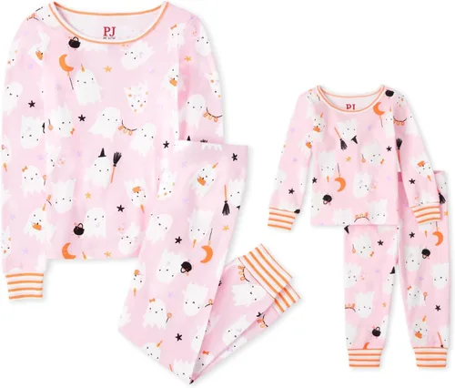 Vista 6 de The Children's Place Kids' Sibling Matching Halloween and Holiday Pajama Sets, Cotton