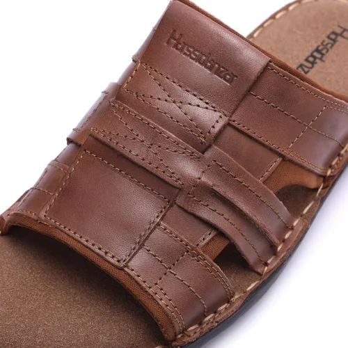 Vista 4 de Harssidanzar Sandalias de cuero para hombre, espuma viscoelástica, ligeras, de verano, sandalias para hombre, sandalias de playa para exteriores