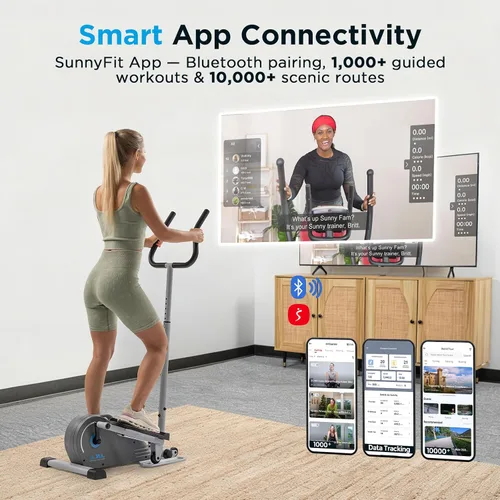 Vista 3 de JLL Elliptical Exercise Machine, Mini Elliptical Cross Trainer 2-in-1 Sit/Stand, 8-Level Magnetic Resistance, Compact Home & Office, LCD Monitor