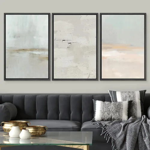 Vista 604 de SIGNWIN Lienzo enmarcado para pared, juego de arte pastel con cadena montañosa, bosque, niebla, naturaleza silvestre, ilustraciones modernas, arte