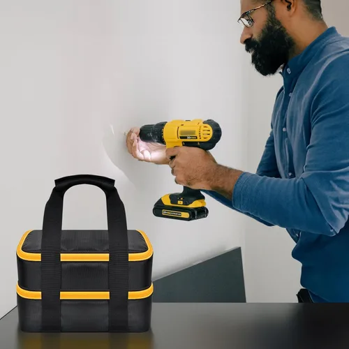 Vista 6 de Bolsa de Almacenamiento de Batería Grande para DEWALT/para Milwaukee 20v/ 18v/ 12v Batería y Cargador, Estuche Portátil