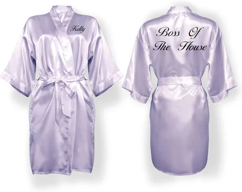 Vista 28 de Bata personalizada para mujer, tallas S-5XL, añade símbolos, texto y monogramas – Batas para bodas, viajes de niñas, cumpleaños y más