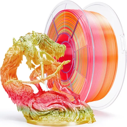 Vista 18 de ZIRO - Rápido cambio de color PLA, filamento de gradiente de color de 1.75mm, filamentos de PLA arcoíris brillantes, compatible con la mayoría