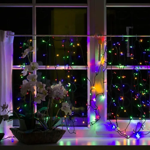 Vista 2 de Flechllary Luces de Cadena Navideñas de 200 LED, 72 Pies de Luces Interiores Enchufables con 8 Modos y Temporizador y Función de Memoria, Luces