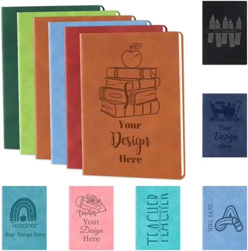 Vista 11 de Cuaderno personalizado de cuero diario con grabado con nombre y texto para mujeres y hombres, 192 páginas, regalo personalizado de cumpleaños