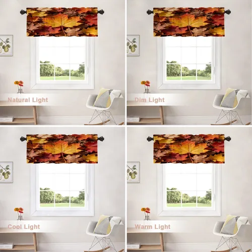 Vista 83 de Shrahala Orange Autumn Autumn Blackout Curtain Tiers, Fall Kitchen Valance Light Blocking Tier Drapes with Rod Pocket, 2 Pack 26 X 24 in