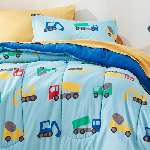 Vista 11 de SLEEP ZONE Juego de edredón de 5 piezas para niños, tamaño individual, súper lindo y suave, ropa de cama para niños en una bolsa, juego de 5 piezas