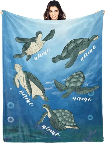 Vista 15 de Ships Next Day Custom Blanket with Name Personalized Throw Blanket for Baby Kid Customized Gifts for Dad, Mom, Grandpa, Grandma, Son, Daughter Algae