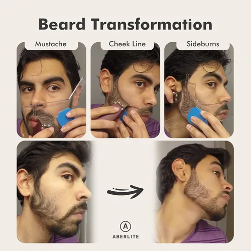 Vista 9 de Aberlite ClearShaper 3.0 - Kit moldeador de barba con dos lápices de barbero - Herramienta de moldeado premium - 100% transparente Muchos estilos