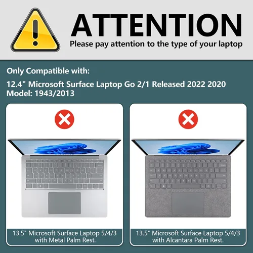 Vista 2 de TWOLSKOO Funda para portátil Microsoft Surface Go 2/1 de 12.4" lanzada con el modelo 1943/2013, carcasa rígida de plástico protectora y cubierta