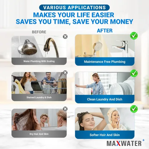 Vista 6 de Max Water Sistema de filtración de agua estándar de 3 etapas (bueno para agua de la ciudad) de 10 pulgadas para toda la casa – Sedimento + GAC + CTO