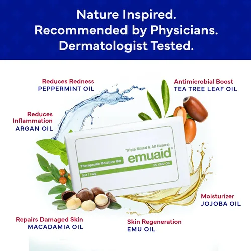 Vista 4 de emuaid Barra de humedad terapéutica – Barra de limpieza facial y corporal medicada para piel propensa a hongos, picor y alivio de la irritación