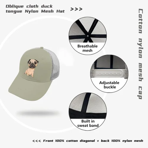 Vista 7 de Gorra de béisbol para hombre, diseño de perro carlino, estilo vintage, ajustable