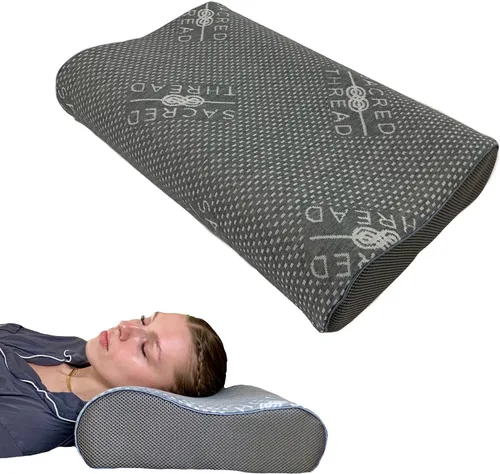 Vista 6 de Sacred Thread Almohada de espuma viscoelástica, espuma viscoelástica adaptativa para aliviar la presión, almohada ortopédica con funda