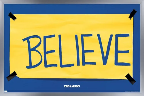 Vista 11 de Trends International Ted Lasso - Póster de pared Believe, 14.725 x 22.375 pulgadas, versión enmarcada de madera de granero