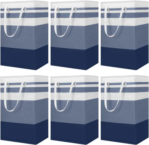 Vista 8 de Foaincore Paquete de 6 cestas de lavandería de 75 L, cesta grande para ropa sucia, a granel, impermeable, plegable, con asas en dormitorio, baño