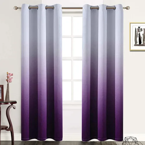 Vista 191 de SimpleHome Cortinas degradadas degradadas para oscurecer la habitación de 36 pulgadas de largo para dormitorio, con ojales y bloqueo de luz Negro