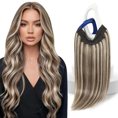 Vista 46 de Sunny - Extensiones de cabello humano real, con cable/hilo y clips ajustables, aplicación invisible, 2.82 onzas, 12 pulgadas, color rubio cenizo