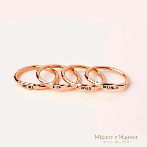Vista 2 de Custom Name Ring Mother's Day Gift Mom Ring Personalized Stacking Ring Dainty Engraved Matching Ring Friend Bridesmaids Gifts Promise Ring Boyfriend