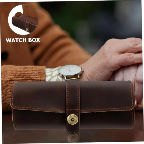 Vista 8 de 1 caja de reloj de cuero soporte de pulsera almohadas reloj reloj inteligente para hombre hombres relojes caso retro mujeres reloj bandas viaje