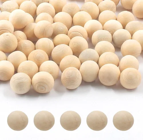 Vista 8 de Uenhoy 100 bolas redondas de madera de 1/2 pulgada (0.472 in), bolas de madera natural sin terminar, esferas de madera para manualidades y proyectos