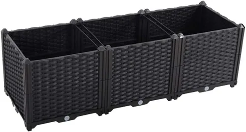 Vista 13 de BAOYOUNI - Juego de jardinera cuadrada para interiores o exteriores, maceta de plástico, caja de cultivo para verduras frescas, hierbas, flores