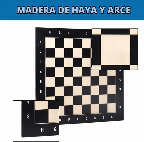 Vista 3 de GSE - Tablero de ajedrez profesional para torneo, con incrustaciones de Negro