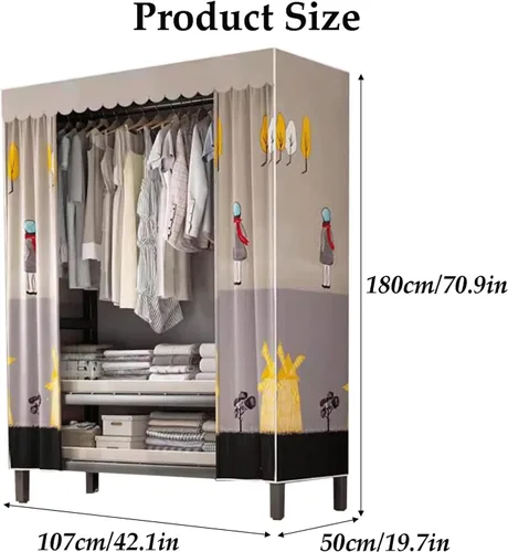 Vista 5 de large closets Folding Clothes Closet Metal Iron Wardrobe Closet Portable Closets for Hanging Clothes Easy to Assemble Saves Space Closet Space-saving