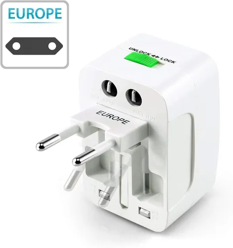 Vista 7 de Convertidor de adaptador de corriente universal portátil en todo el mundo, todo en uno, cargador de pared de viaje internacional fuera del país