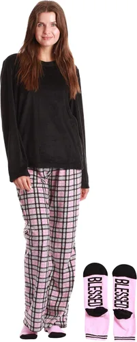 Vista 8 de Just Love Pajama Pants Set Womens with Socks negro - días festivos mixtos