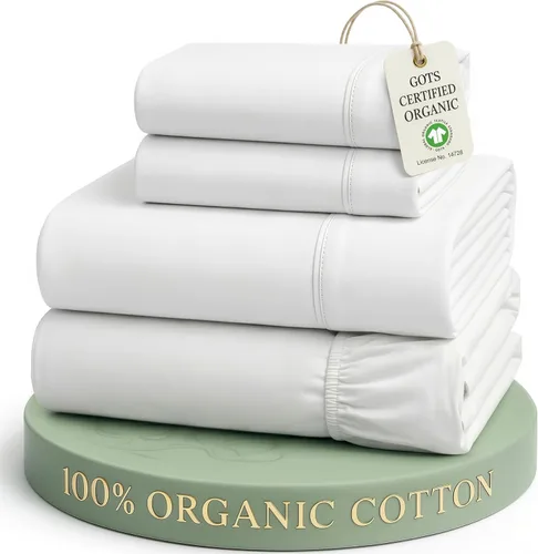 Vista 49 de LANE LINEN - Juego de 2 sábanas de fibras largas 100 % algodón orgánico, percal de fibras largas, ultrasuave y transpirable, para colchones de hasta