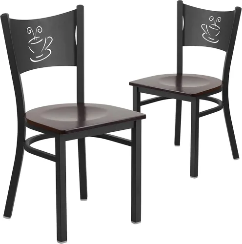 Vista 19 de Flash Furniture HERCULES Series Silla de restaurante de metal con respaldo de café negro - Asiento de vinilo burdeos Asiento de vinilo borgoña/marco
