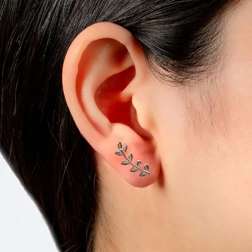 Vista 2 de Women's 14K Leaf Climber Stud Earrings