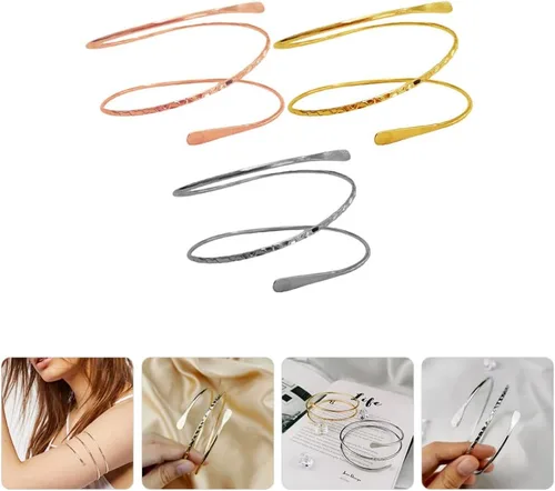 Vista 8 de Holibanna Pulseras de dijes de 3 piezas, brazalete para la parte superior del brazo, brazalete ajustable, joyería para mujeres y niñas, regalos