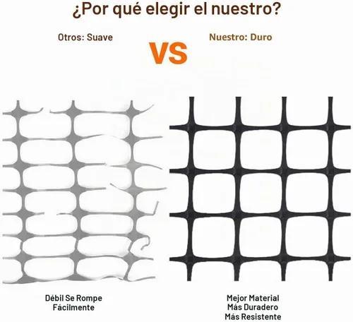 Vista 2 de Valla de plástico para jardín, barrera para animales, 3.28 x 66 pies, valla de plástico duro resistente, rollo de valla temporal de seguridad Negro